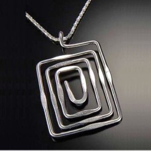 RESTOCKED!   Hammered Silver Rectangles Necklace